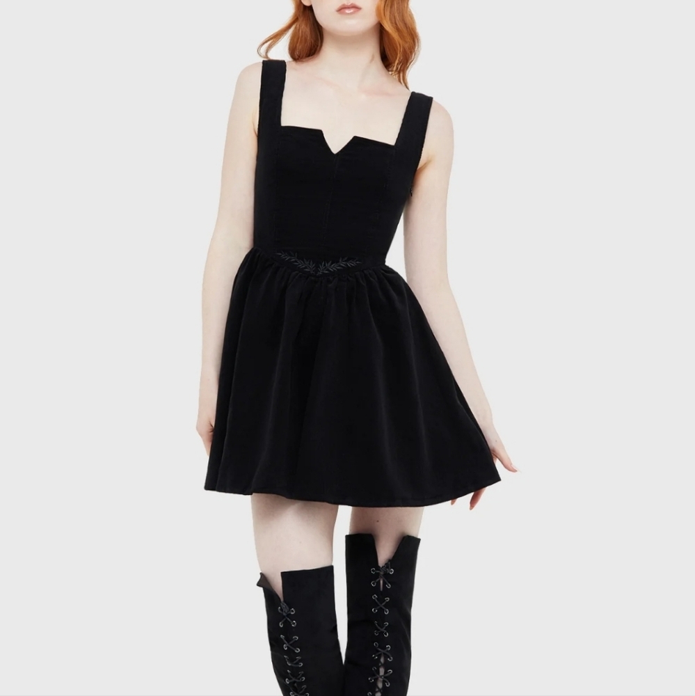 Killstar Black Velvet Mini Dress with Sheer Mesh Yoke - Picture 4 of 8